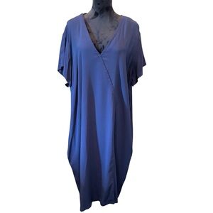 Universal Standard Navy Blue V-Neck Shift Dress,Large,Minimalist Lagenlook Comfy